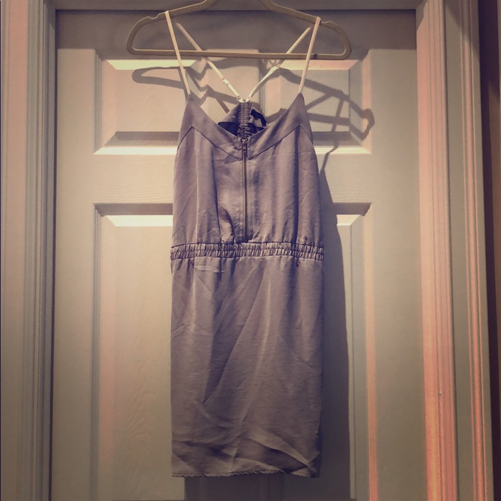 Lucca Couture grey dress white straps